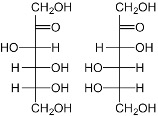 D-Fruktoz ve L-Fruktoz açık zincir gösterimi